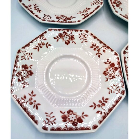 Saucer Plates Independence Ironstone Castleton 1950s Vintage Octagon Set of 4 - Picture 5 of 15